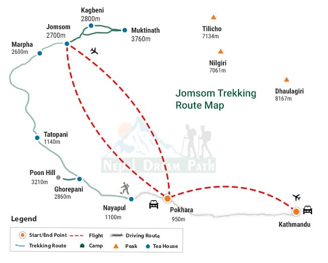 Jomsom Muktinath Trek map