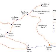 Mardi Himal Trek map